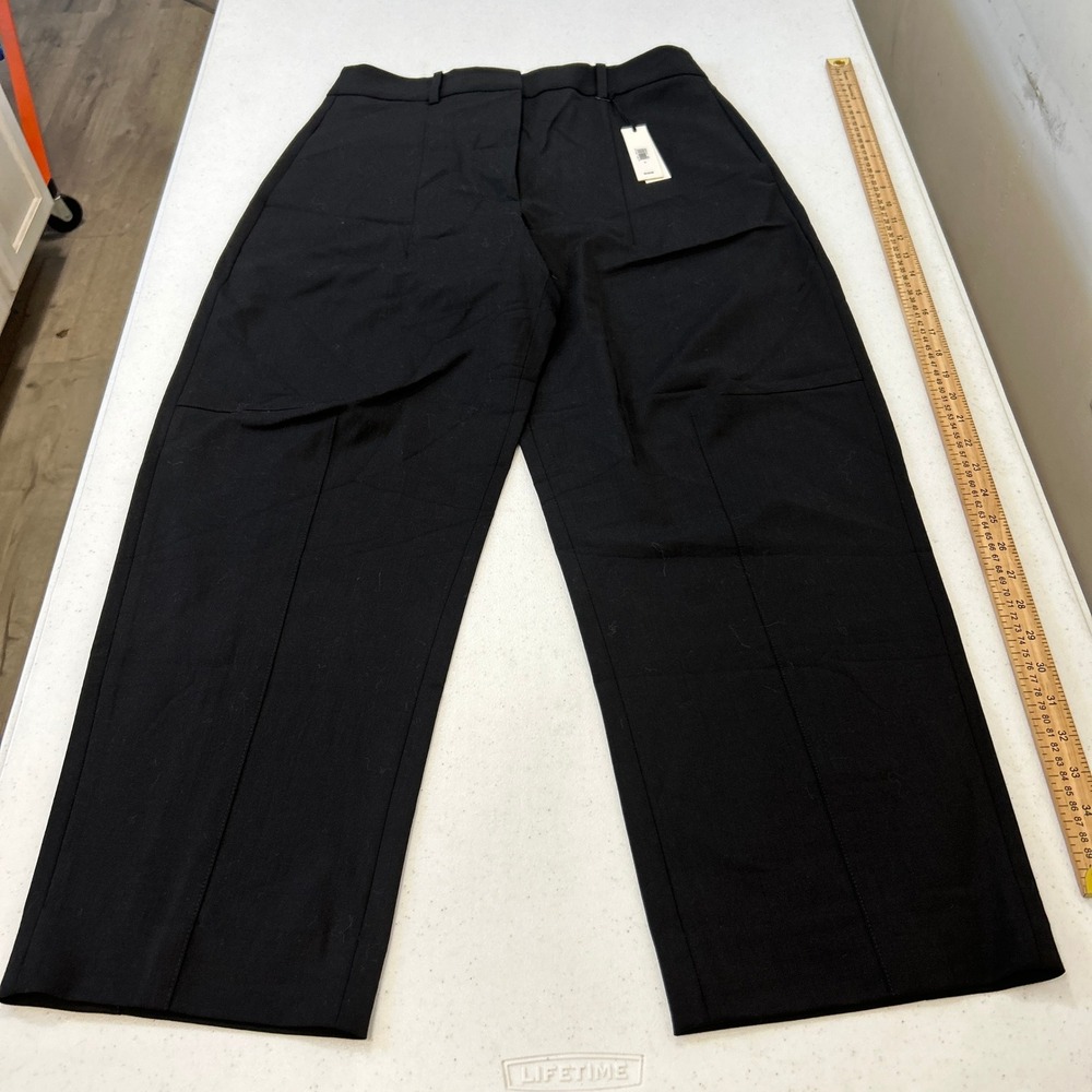Banana Republic Black Wool Blend Wide Leg Cropped Trousers Size 6 NWT
